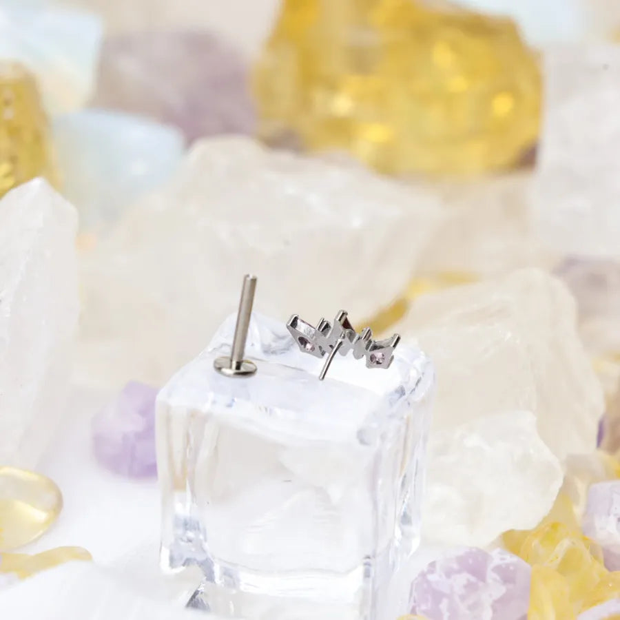 Titanium Sage Pink Crown Flat Back Stud