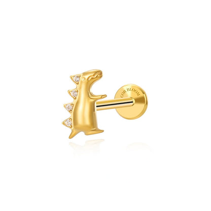 Titanium Dainty Dinosaur Flat Back Stud