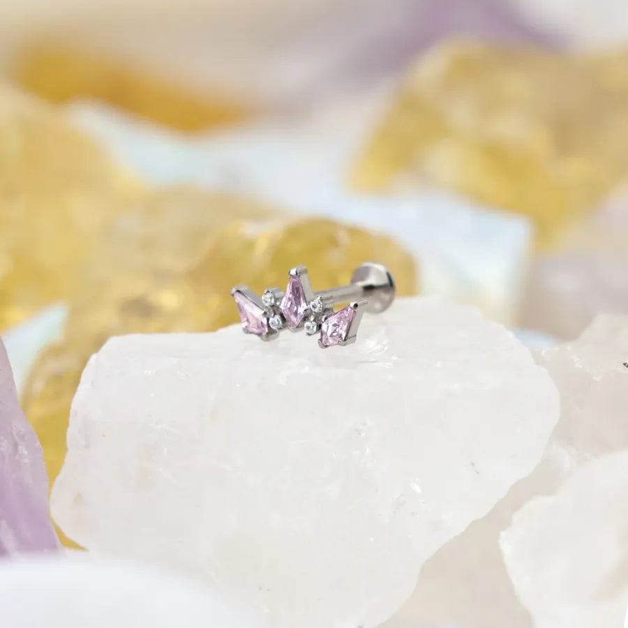 Titanium Sage Pink Crown Flat Back Stud