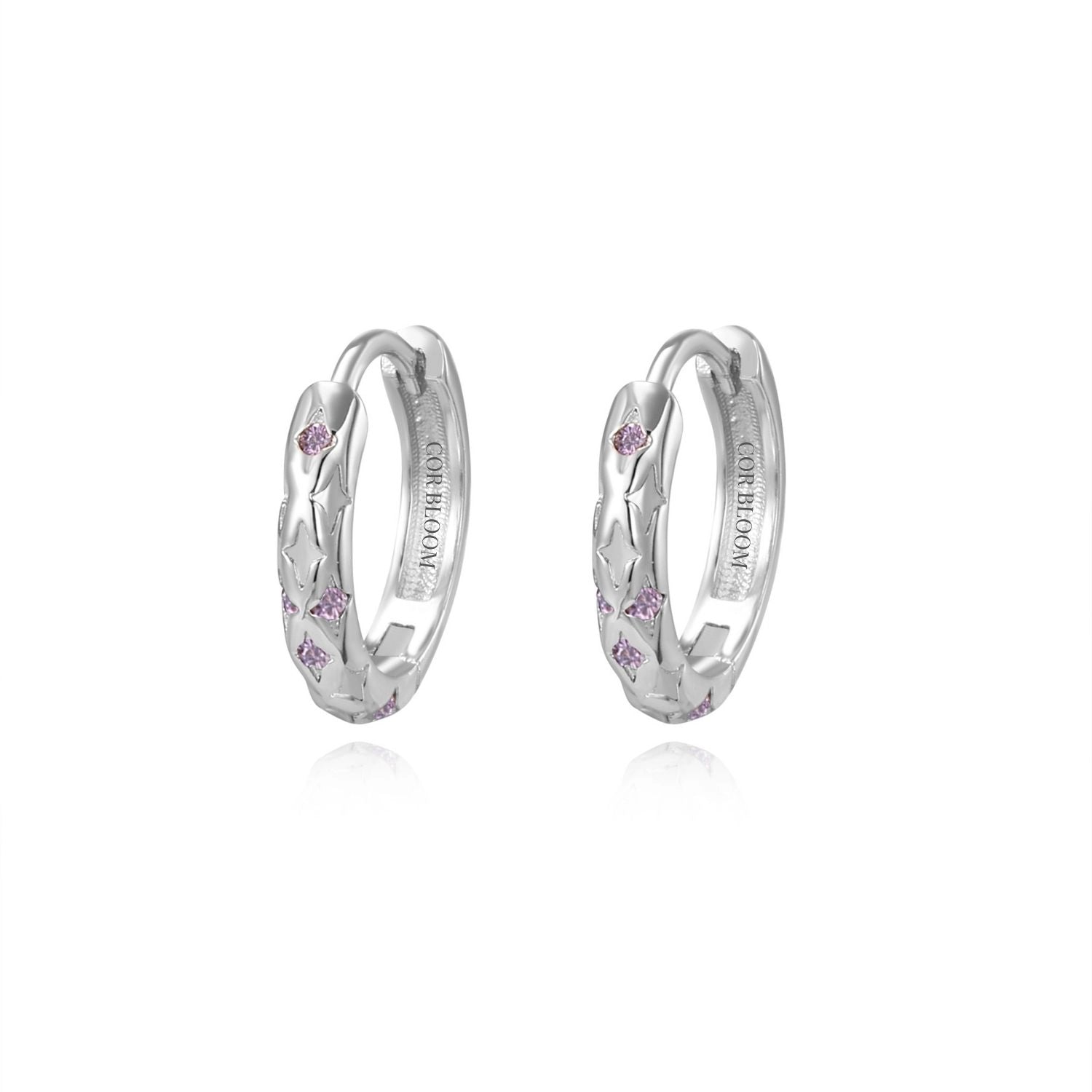 Classic Star Huggie Earrings - Amethyst