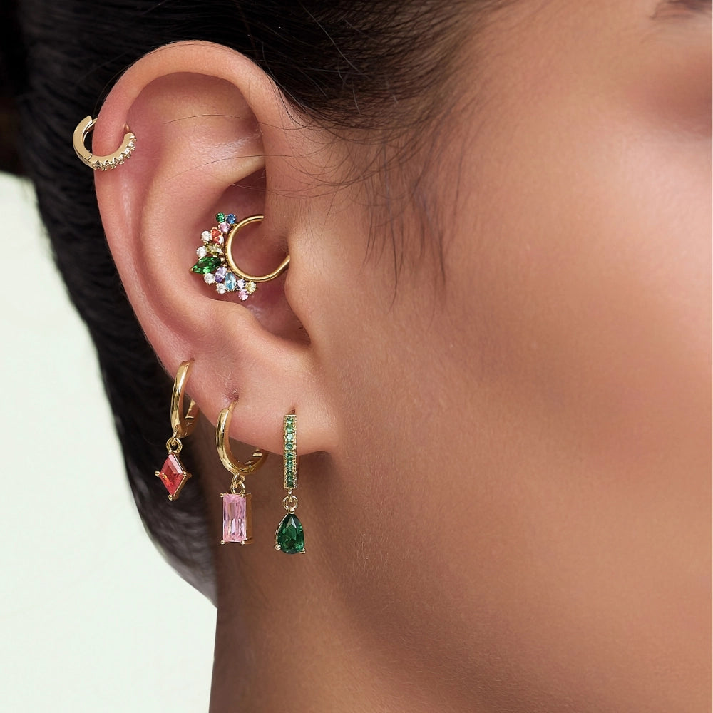 Amelia Pink Baguette Hoop Earrings