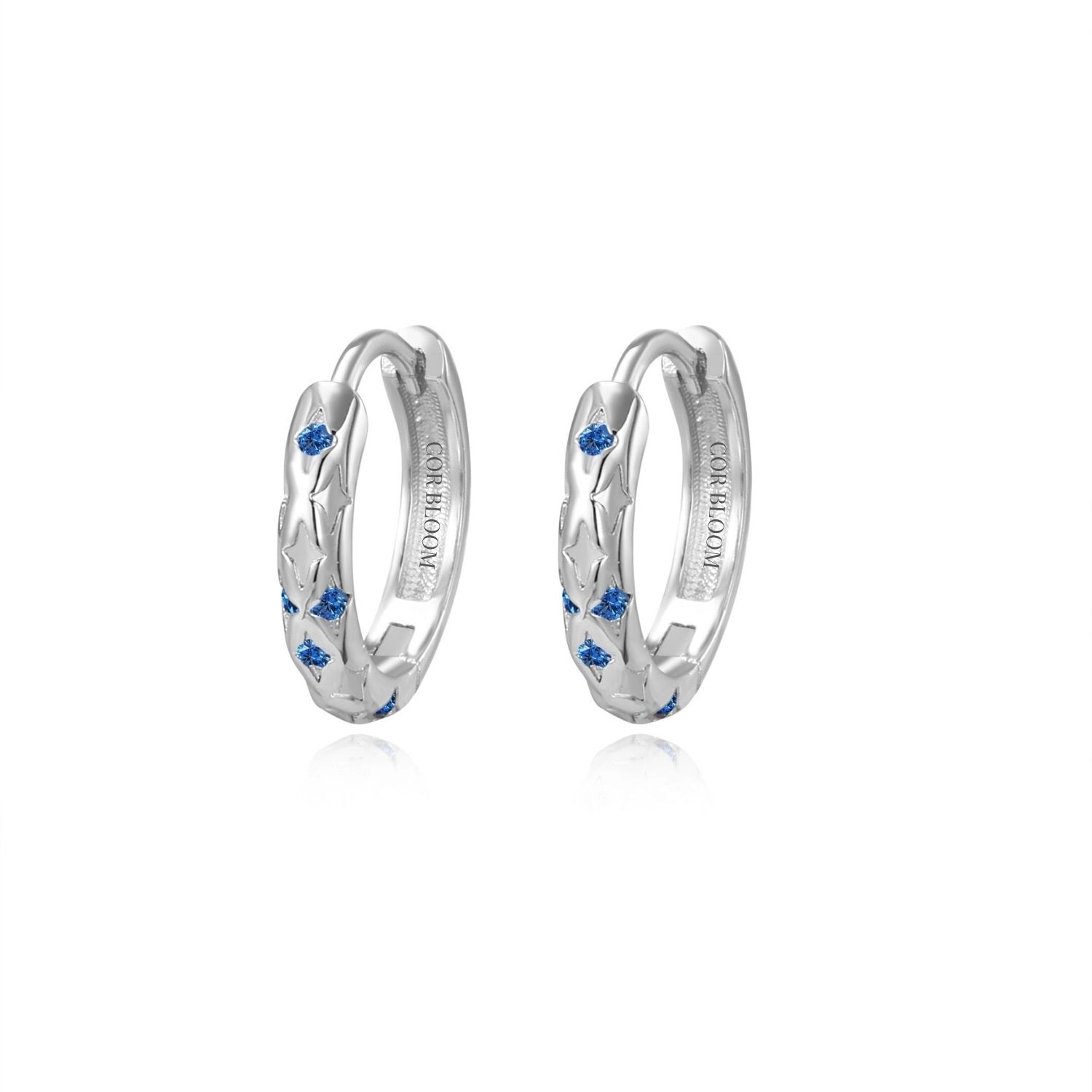 Classic Star Huggie Earrings - Blue Sapphire