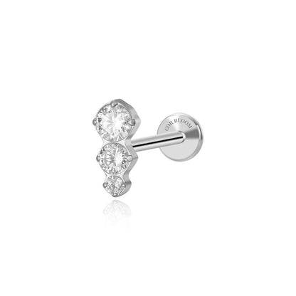 Titanium Minimal Graduate Crystal Flat Back Stud