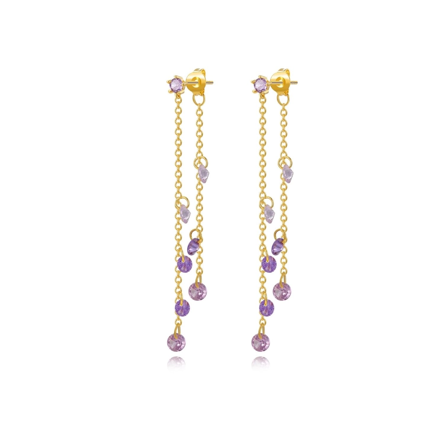 Shimmering Amethyst Dewdrop Stud Earrings