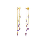 Shimmering Amethyst Dewdrop Stud Earrings