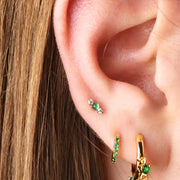 Titanium Mini Lyra Flat Back Stud - Green Jade