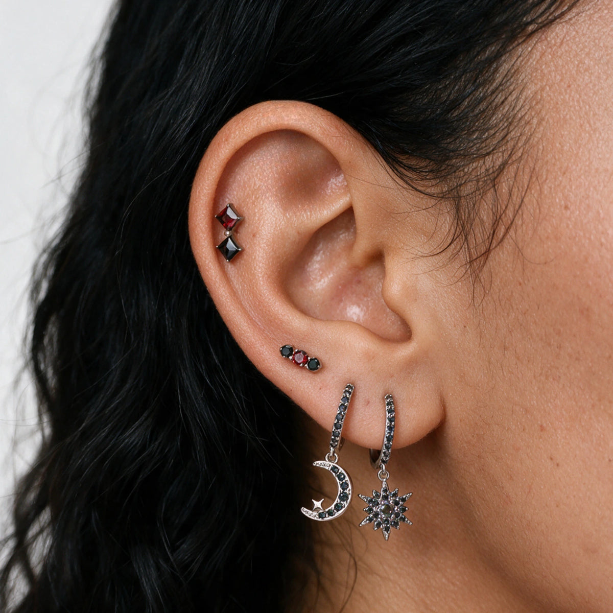 Titanium Push Pin Flat Back Stud - Midnight Rose