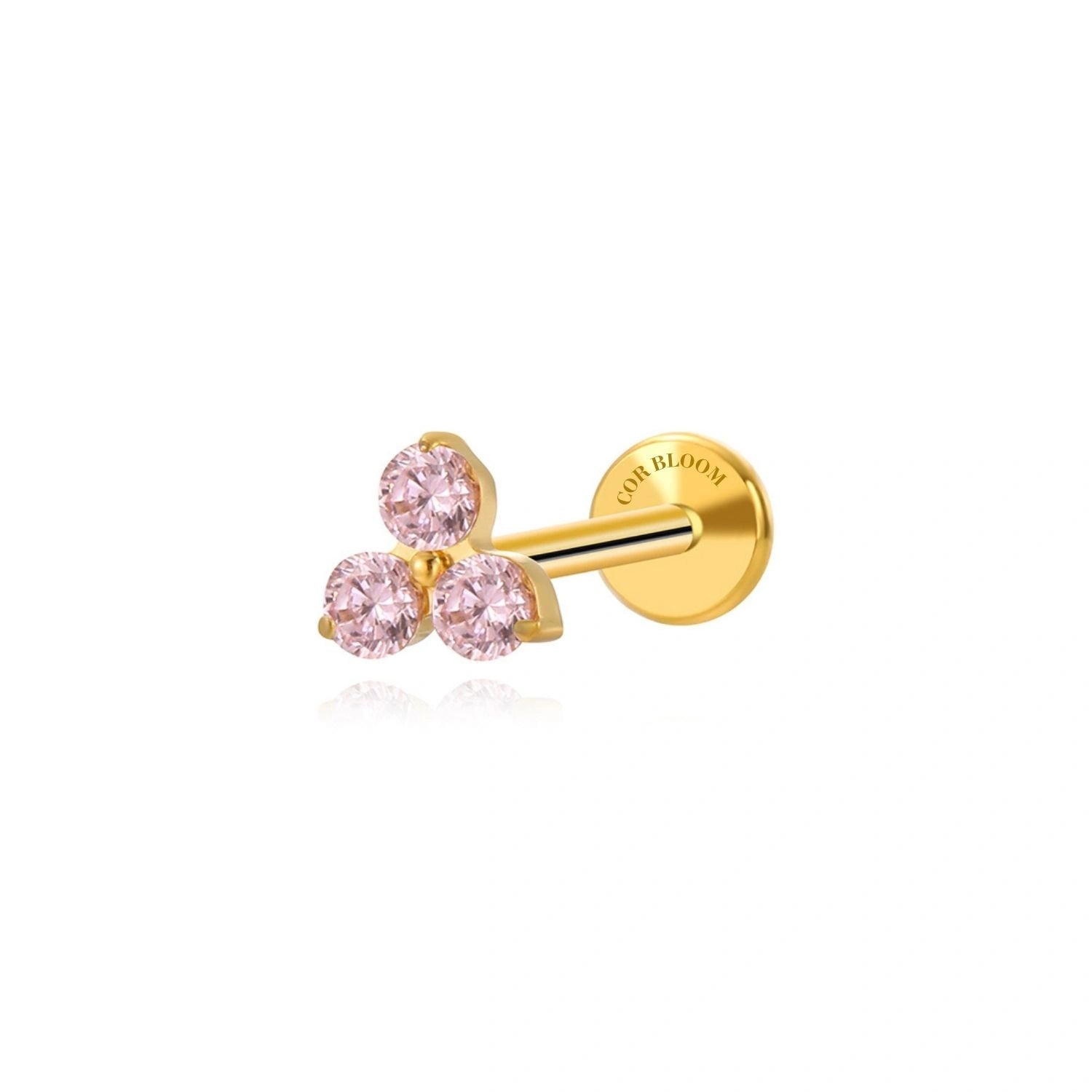 Titanium Mini Pink Triangle Flat Back Stud