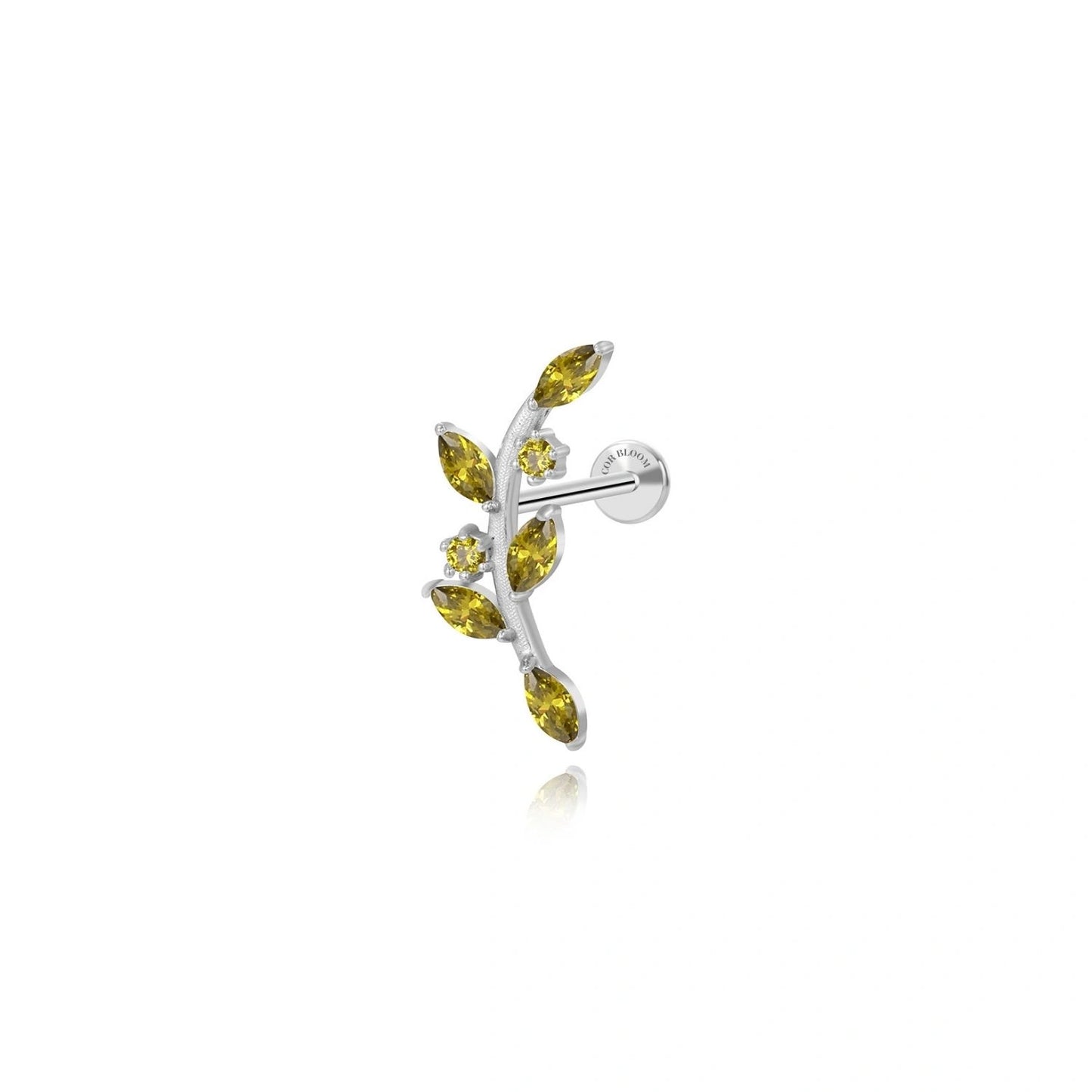 Dainty Peridot Leaf Climbing Piercing Stud