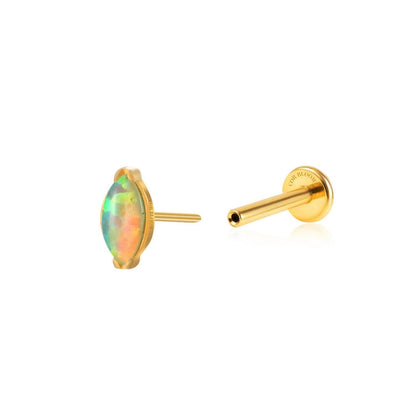 Titanium Green Opal Marquise Flat Back Stud