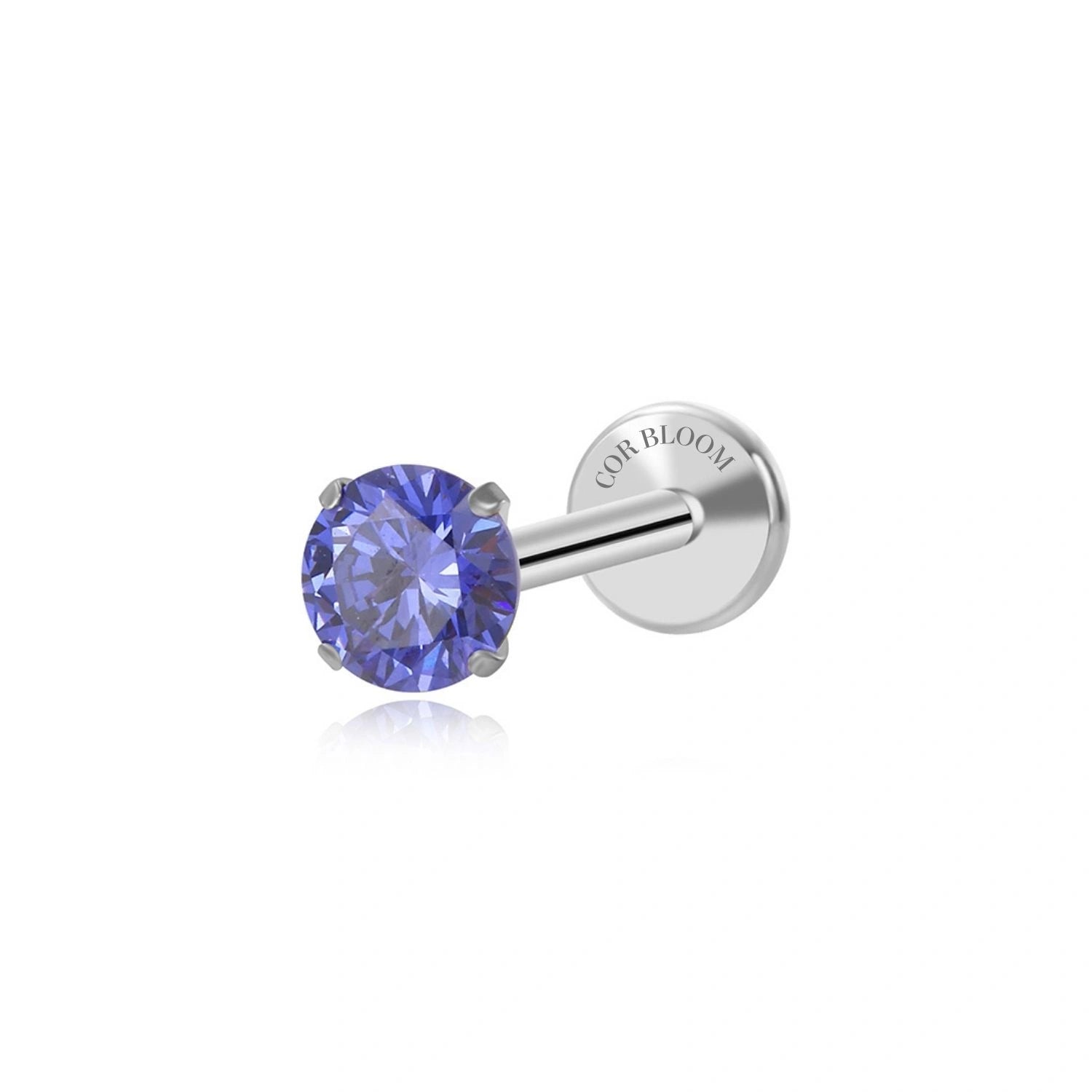 Titanium Multisize Tanzanite Stone Stud (Push Pin)