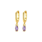 Doris Amethyst Marquise Charm Hoop Earrings