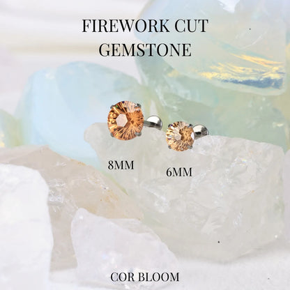 Titanium Firework Cut Champagne Piercing Stud