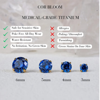 Titanium Multisize Blue Sapphire Piercing Stud