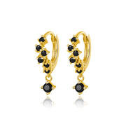 Nia Bling Cluster Hoops - Black Spinel