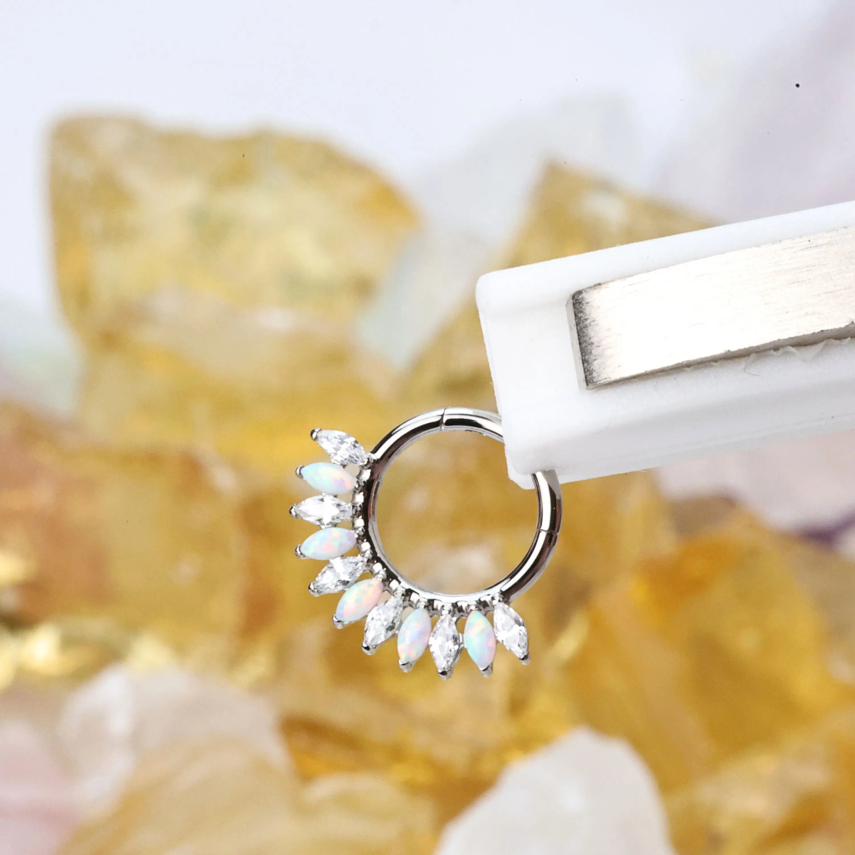 Titanium Eternity Clicker - Crystal & White Precious Opal