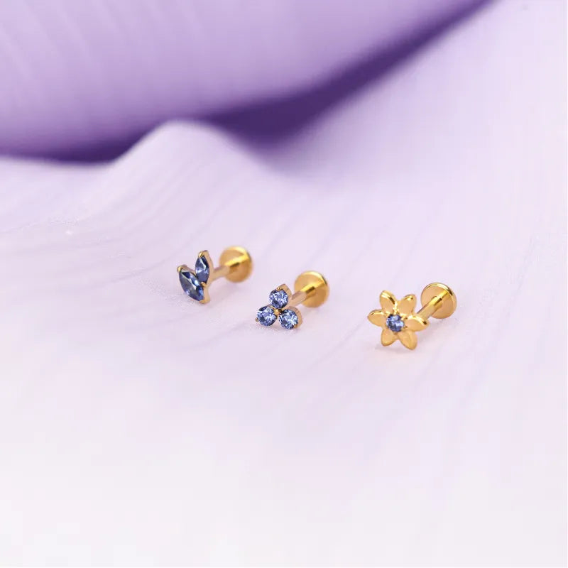 Titanium Akosua Mini Duo Petal Tanzanite Stud