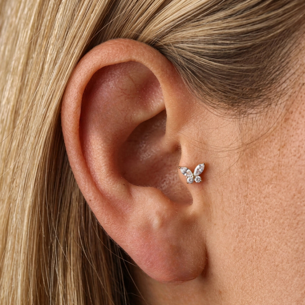 Titanium Liberty Crystal Butterfly Flat Back Stud