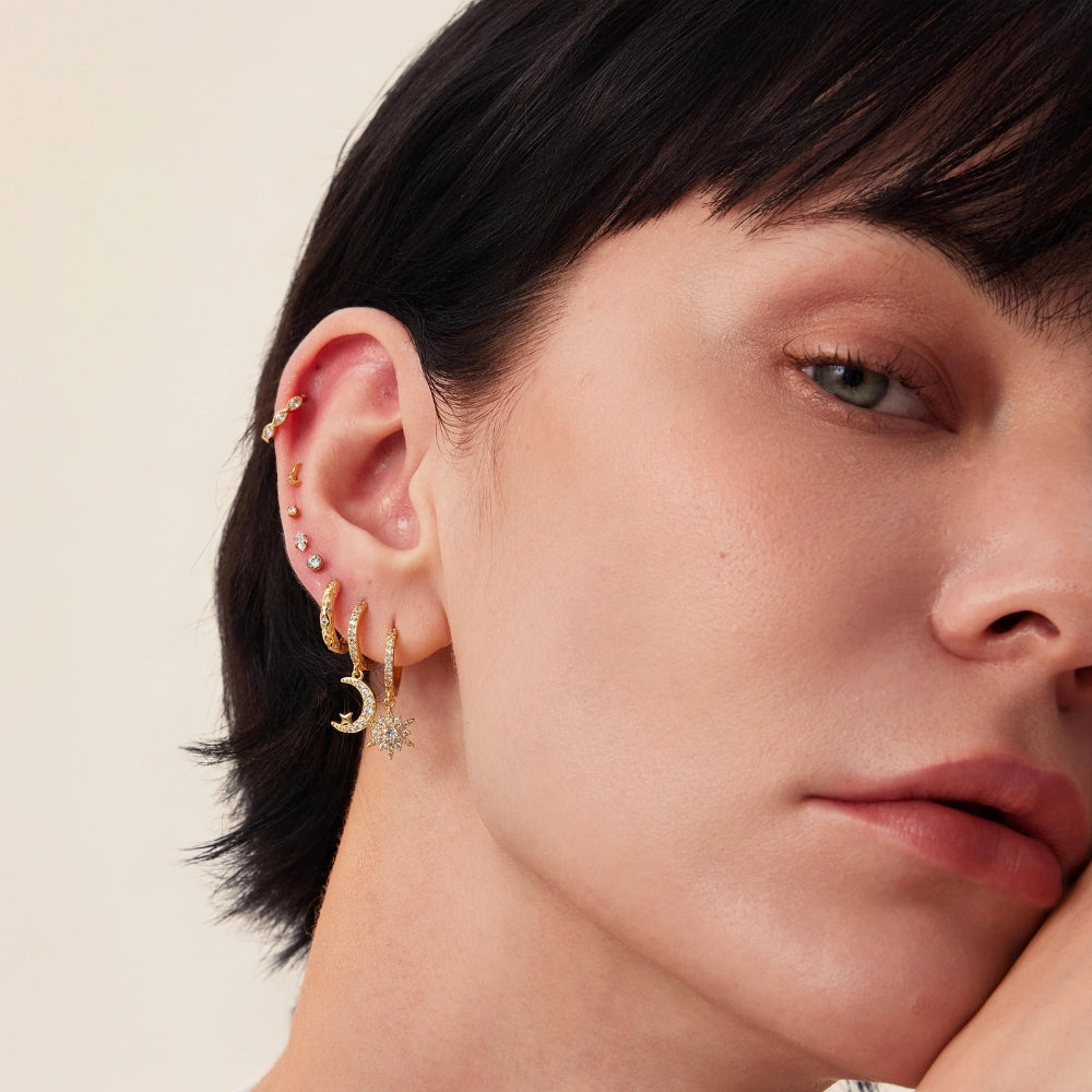 Minimal Round Cut CZ Piercing Stud - Threaded