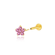 Titanium Nova Flower Stud - Ruby