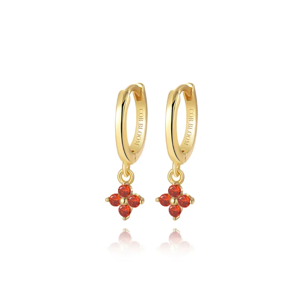 Alaiya Red Garnet Four-Leaf Clover Hoop Earrings