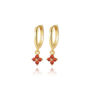Alaiya Red Garnet Four-Leaf Clover Hoop Earrings