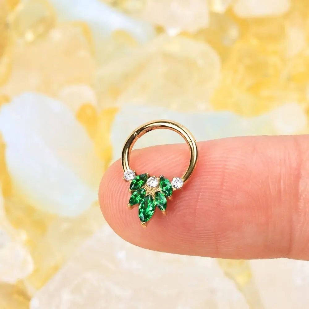 Titanium Hemera Green Emerald Diamond Petal Clicker