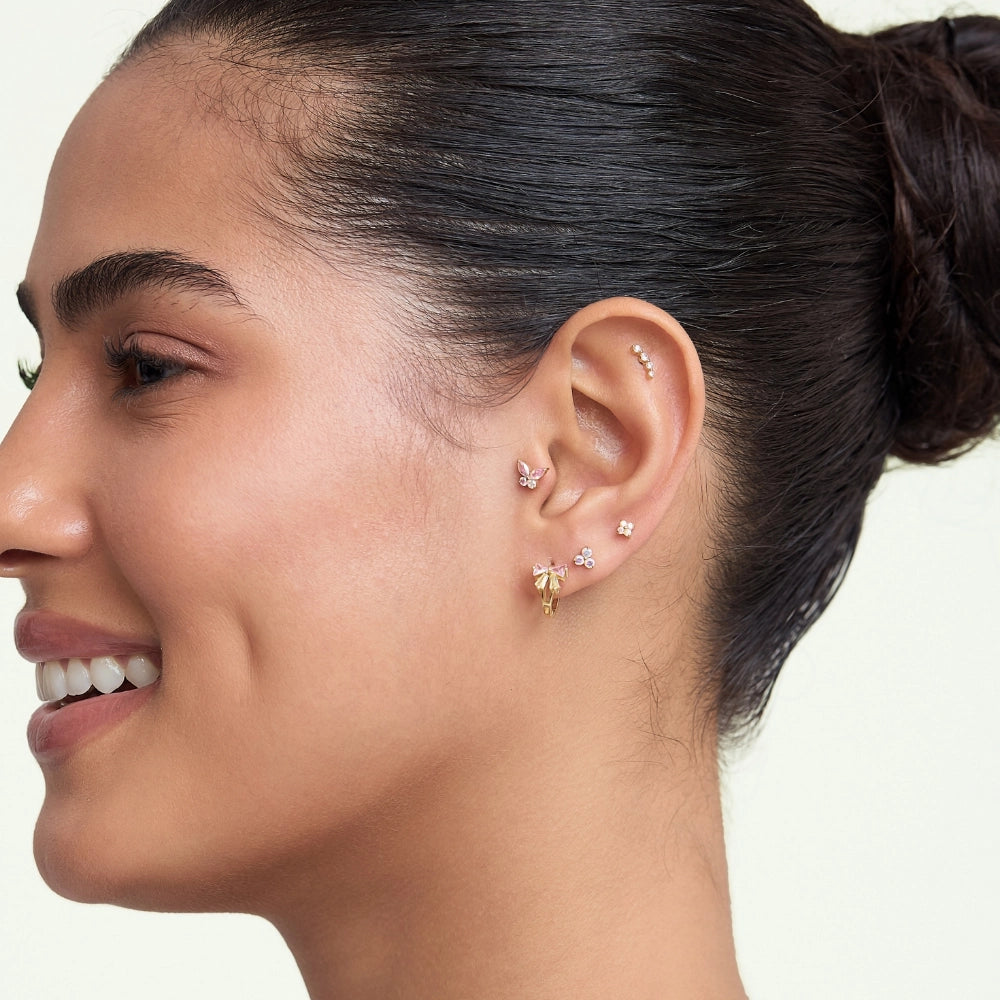 Yelena Pink & Yellow Bow Hoop Earrings - Spring Garden