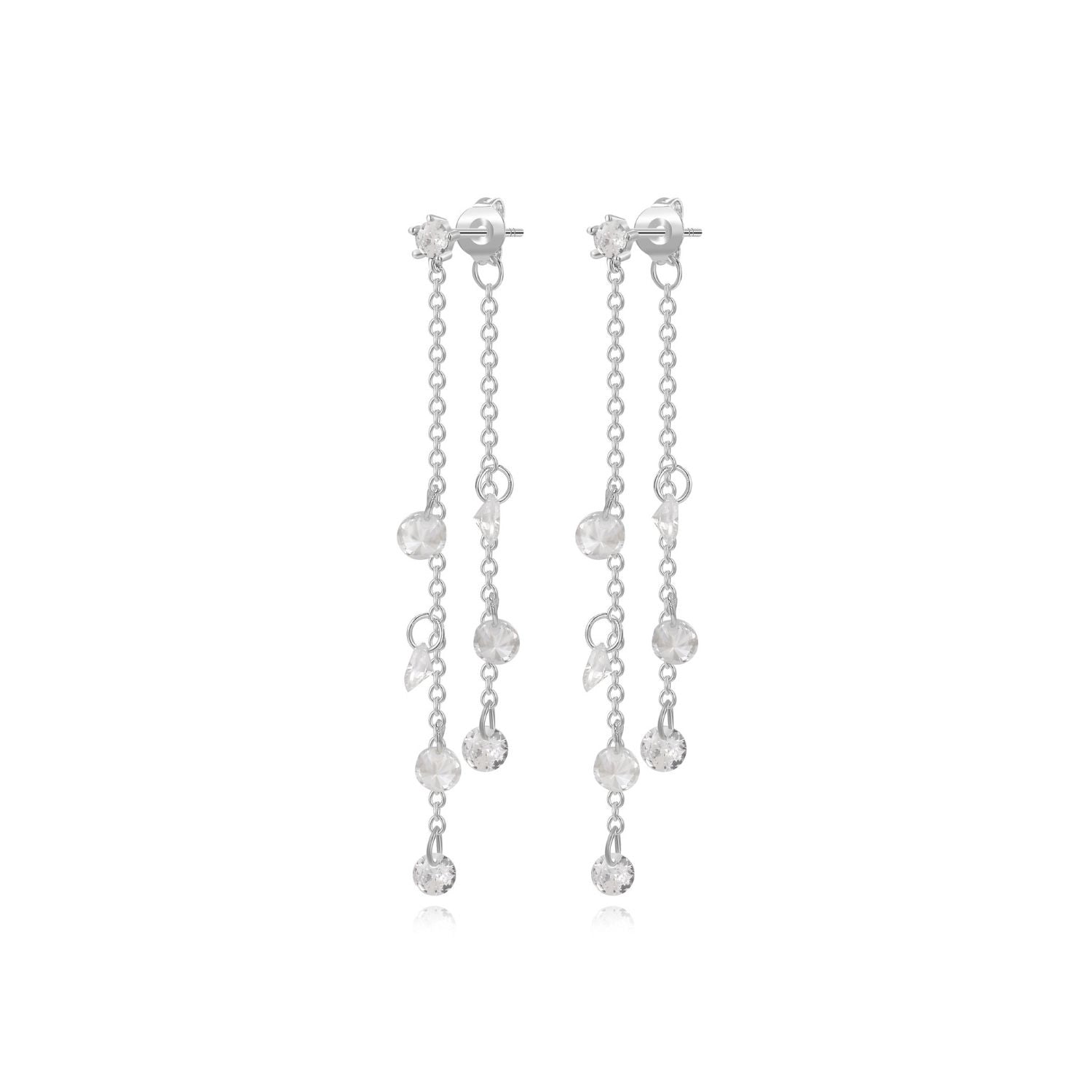 Shimmering Diamond Dewdrop Stud Earrings