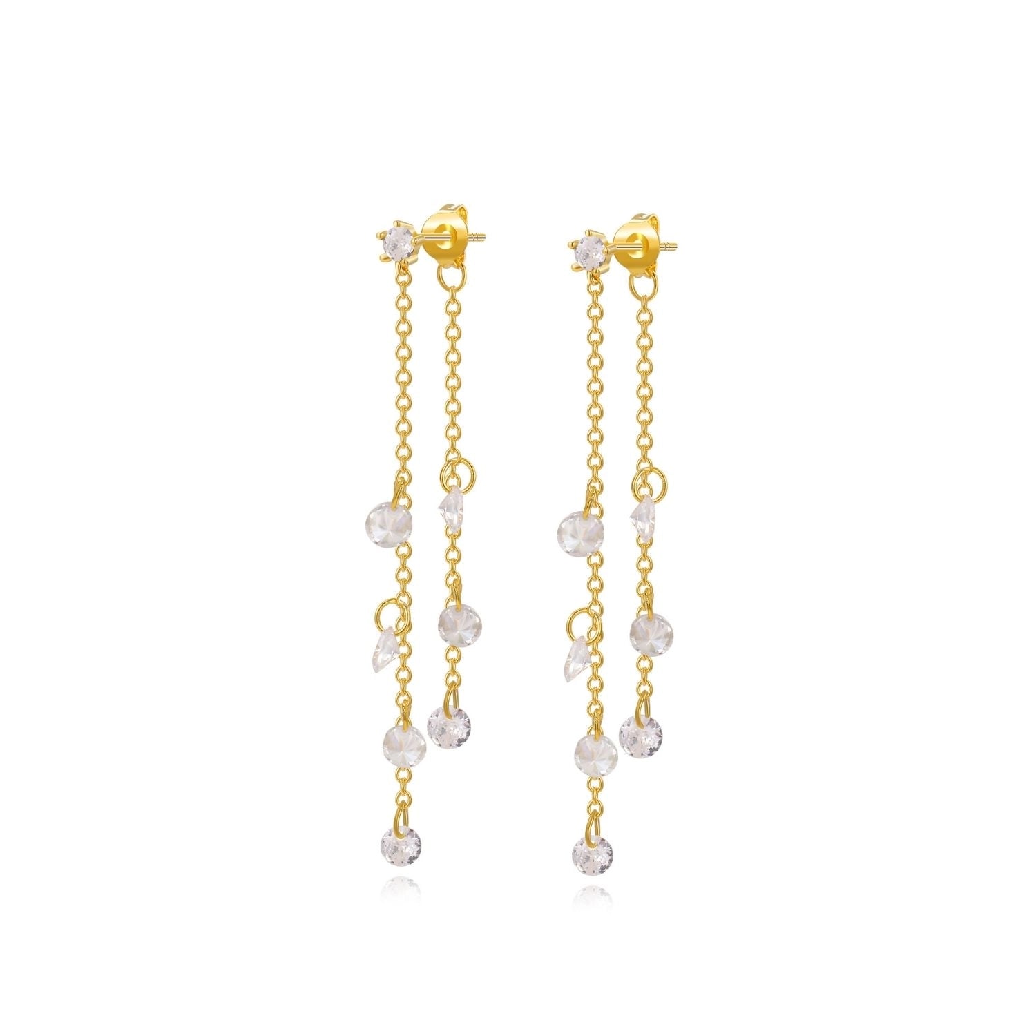 Shimmering Diamond Dewdrop Stud Earrings