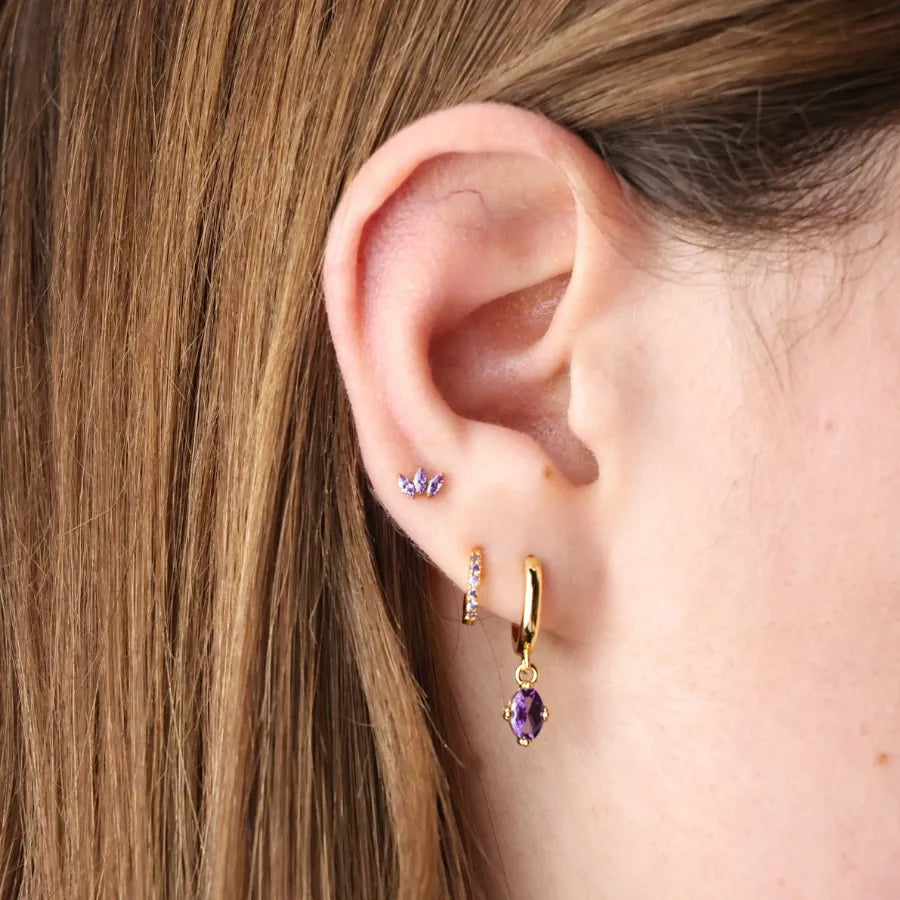 Arya Amethyst Pave Hoop Earrings