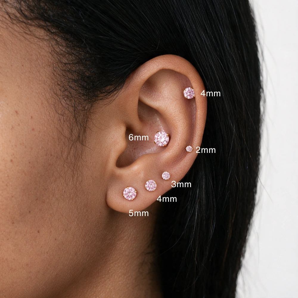 Stud Eleni in titanio con tormalina rosa multisize