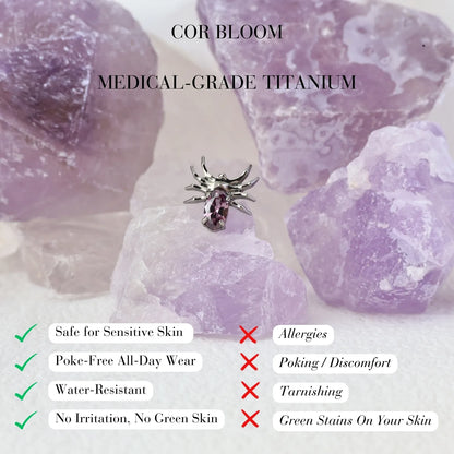 Titanium Amethyst Spider Flat Back Stud