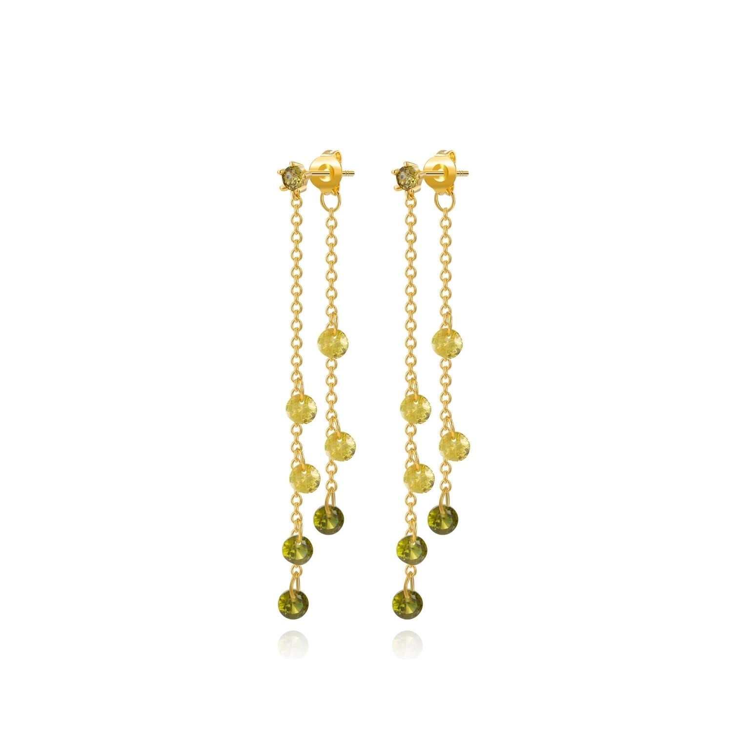 Shimmering Peridot Dewdrop Stud Earrings