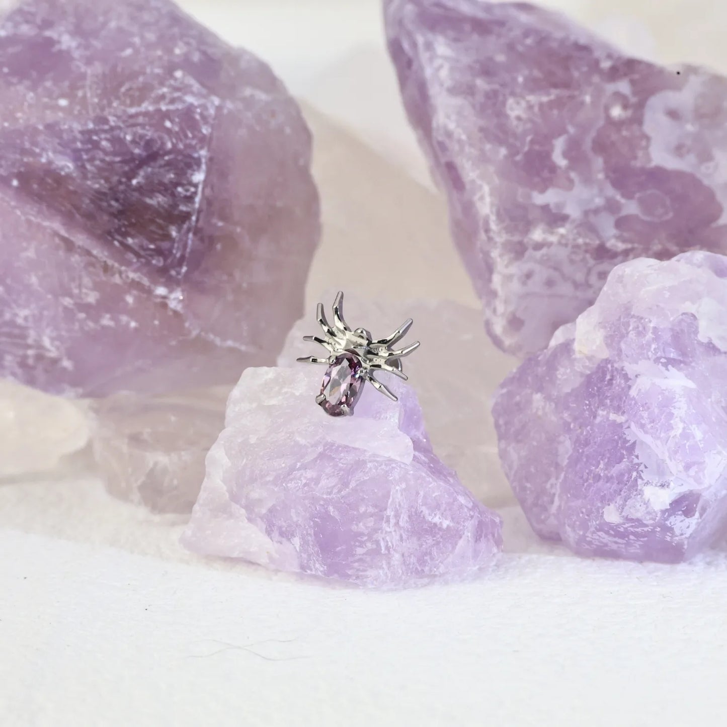 Titanium Amethyst Spider Flat Back Stud