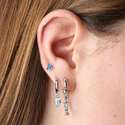 Titanium Mini Lyra Flat Back Stud - Blue Agate