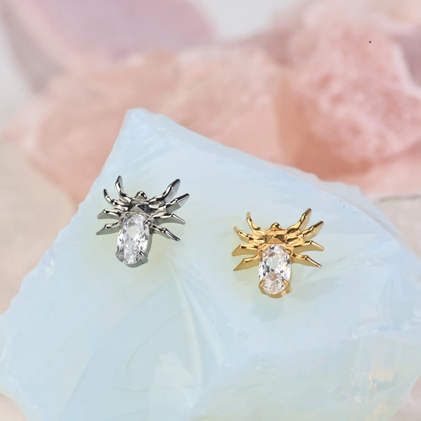 Titanium Diamond Spider Flat Back Stud