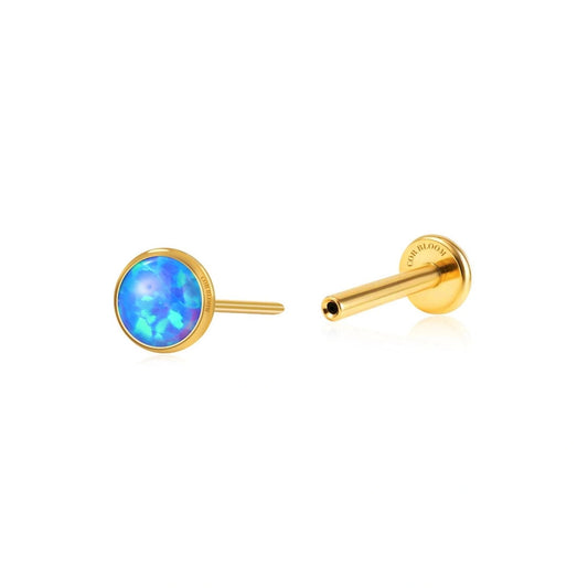 Titanium Blue Opal Push Pin Piercing Stud