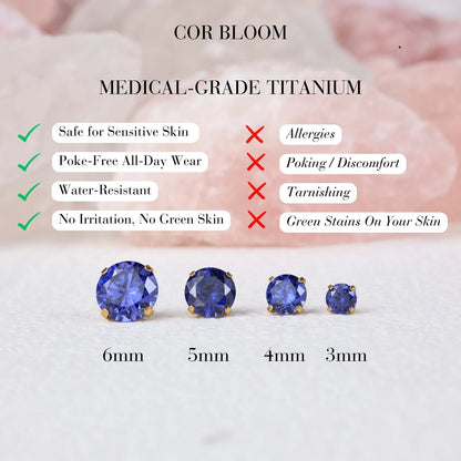 Titanium Multisize Tanzanite Piercing Stud