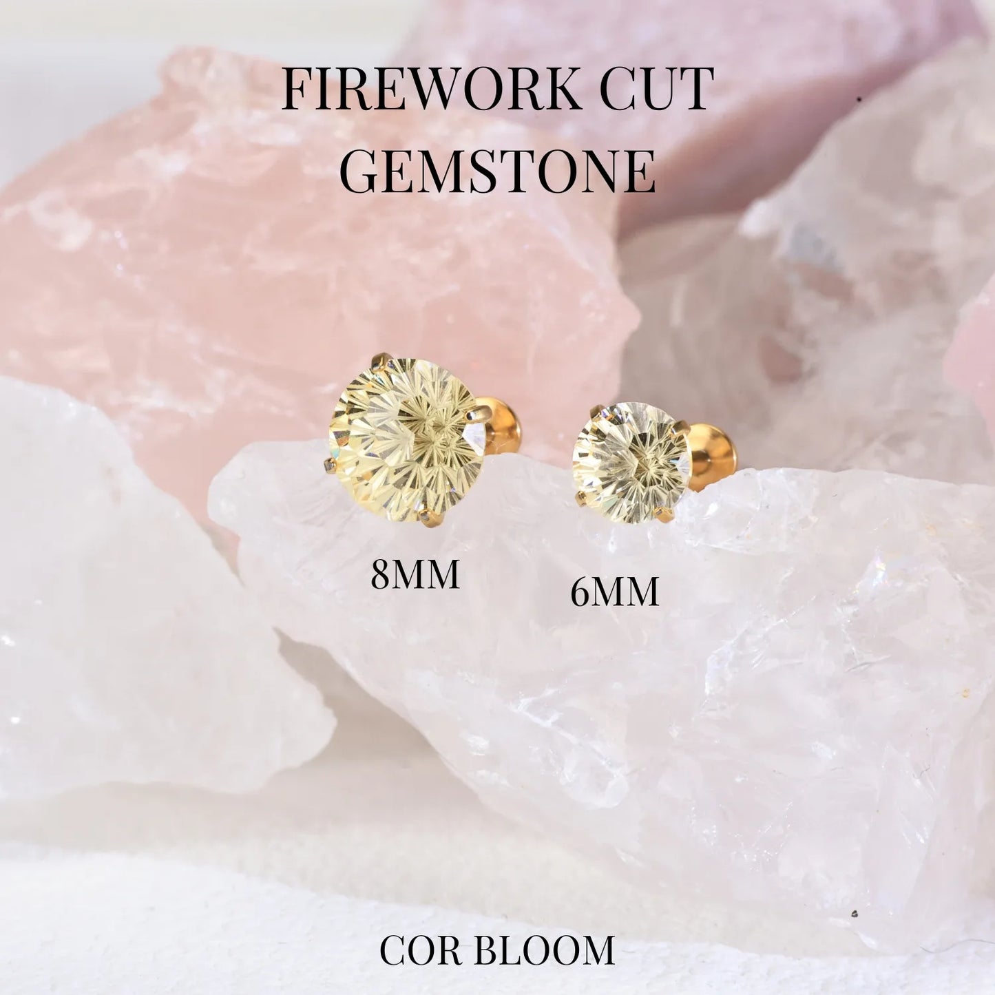 Titanium Firework Cut Yellow Jasmine Piercing Stud