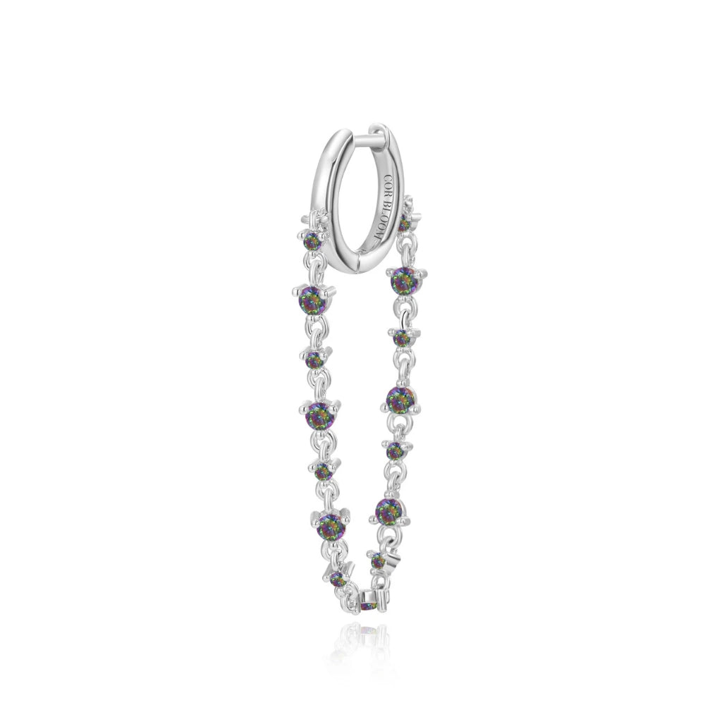 Livia Dark Iridescent Dangling Chain Hoop Earring