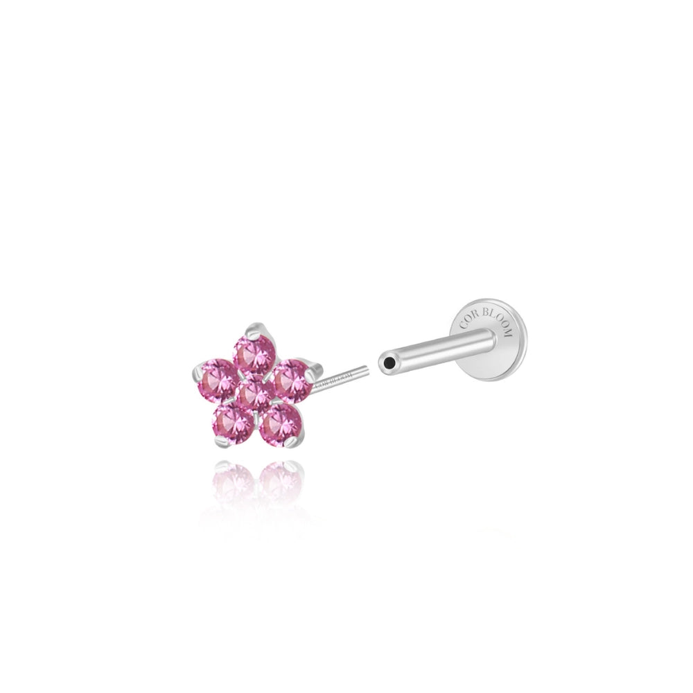 Titanium Nova Flower Stud - Ruby
