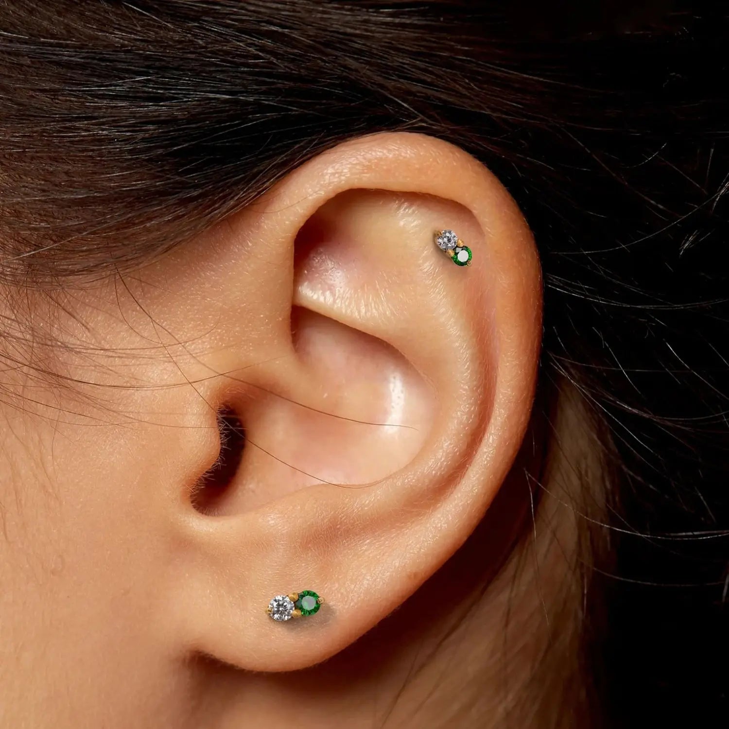 Titanium Edith Mini Duo Flat Back Stud - Viva Spring