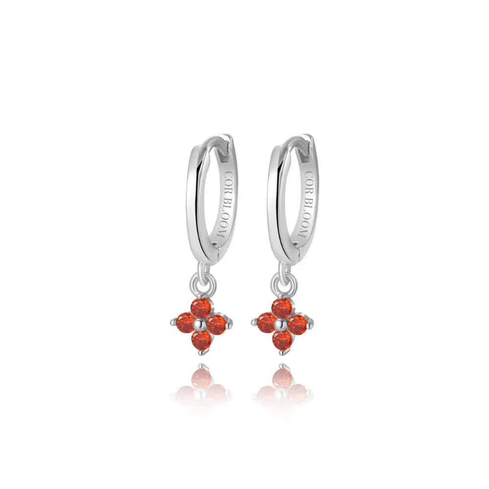 Alaiya Red Garnet Four-Leaf Clover Hoop Earrings