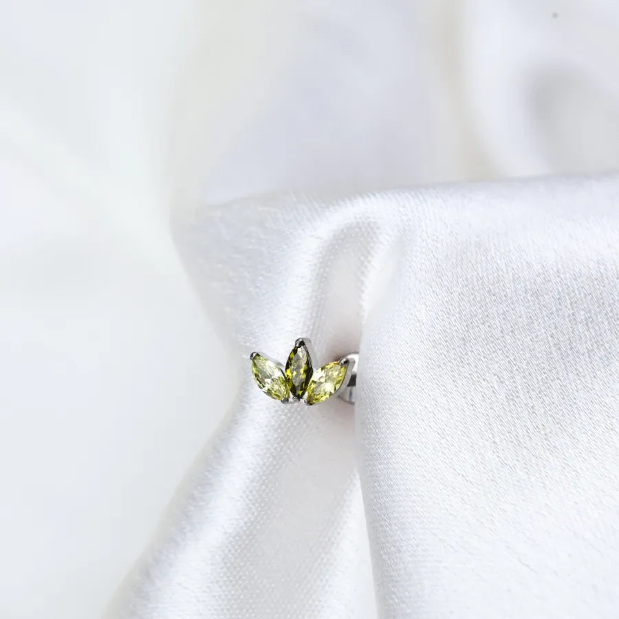 Titanium Kratos 3-Petal Peridot Flat Back Stud - Good Luck