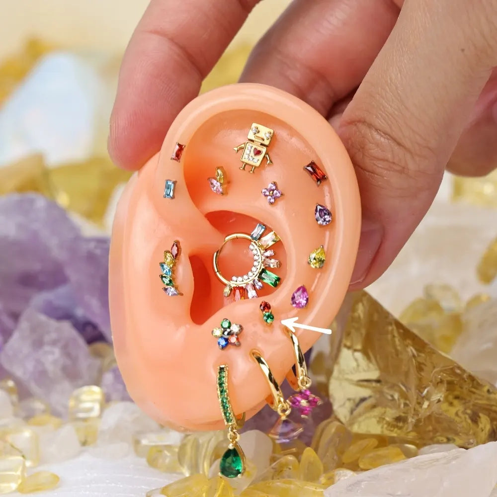 Titanium Edith Mini Duo Flat Back Stud - Festival