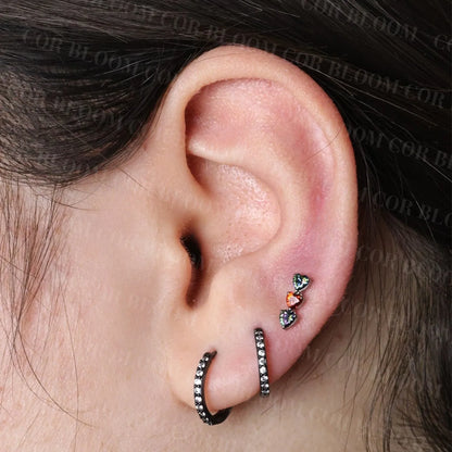 Titanium Adelpha Trio Heart Stud - Dark & Fire