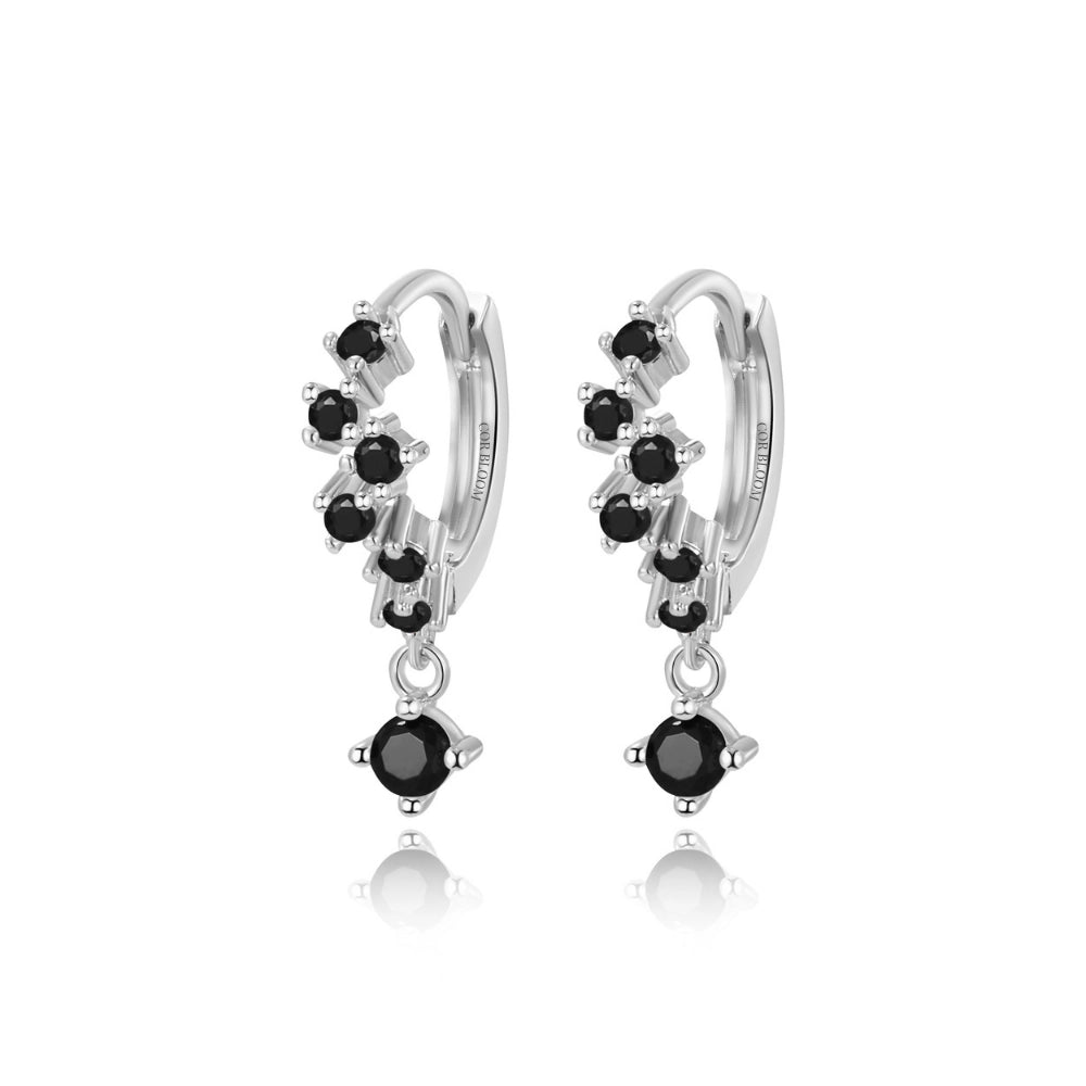 Nia Bling Cluster Hoops - Black Spinel
