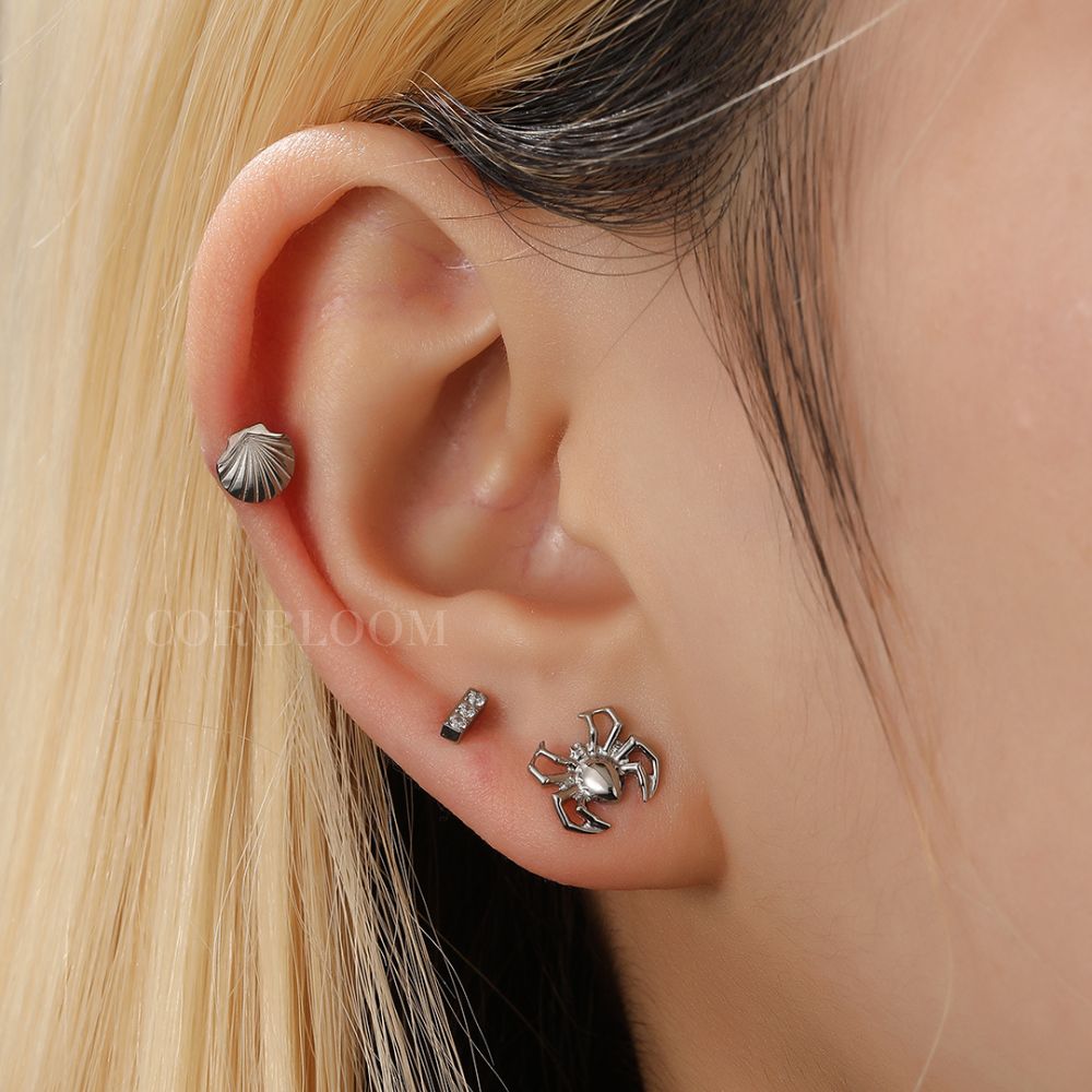 Titanium Arete Mini White CZ Line Piercing Stud
