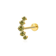 Titanium Five Peridot Gemstone Cluster Flat Back Stud
